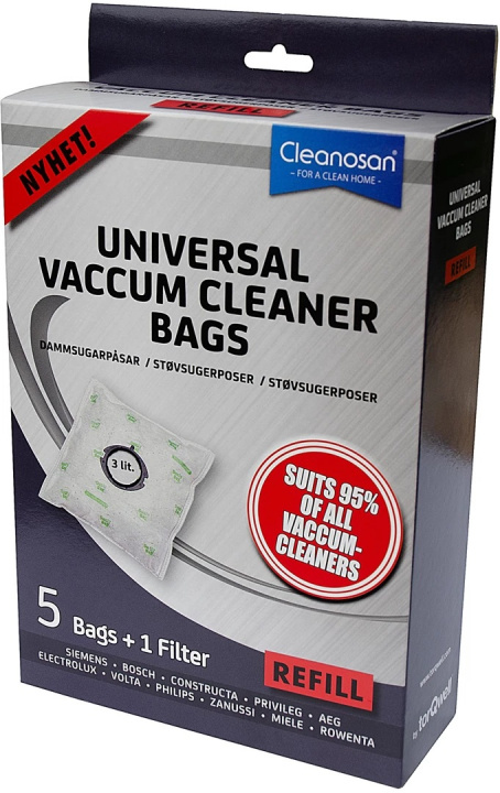 Cleanosan Refill dammsugarpåsar 5-pack i gruppen HEM, HUSHÅLL & TRÄDGÅRD / Städprodukter / Dammsugare & Tillbehör / Tillbehör / Dammsugarpåsar hos TP E-commerce Nordic AB (38-86828)