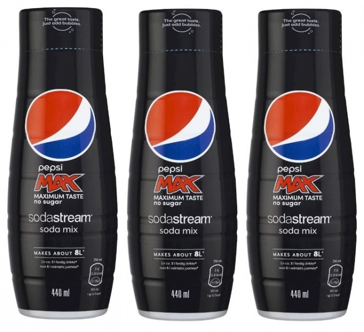 SodaStream Pepsi Max 440ml - Ger 8 liter, 3-pack i gruppen HEM, HUSHÅLL & TRÄDGÅRD / Hushållsmaskiner / Vatten & Juice / Kolsyremaskiner / Smaker hos TP E-commerce Nordic AB (38-88278PKT)