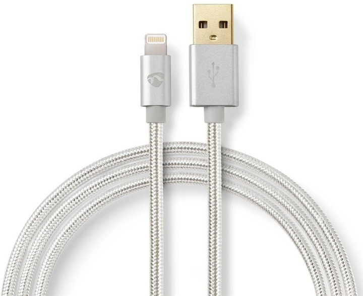 Nedis Lightning Kabel | USB 2.0 | Apple Lightning, 8-stifts | USB-A Hane | 480 Mbps | Guldplaterad | 3.00 m | Rund | Flätad / Nylon | Aluminium | Kartong med täckt fönster i gruppen SMARTPHONE & SURFPLATTOR / Laddare & Kablar / Kablar / Kablar Lightning hos TP E-commerce Nordic AB (38-88710)