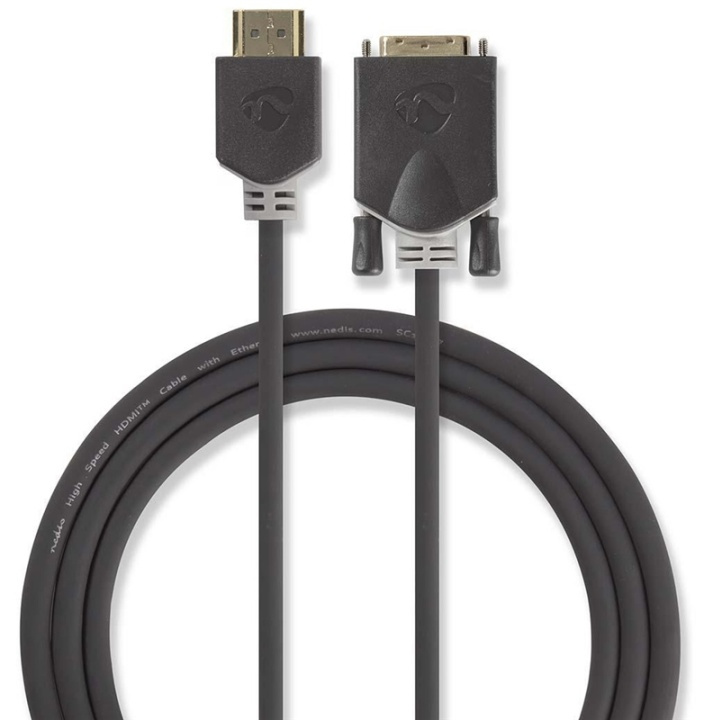 HDMI - DVI-kabel | HDMIT-kontaktdon - DVI-D 24+1-stift, hane | 2.0 m | Antracit i gruppen HEMELEKTRONIK / Kablar & Adaptrar / HDMI / Kablar hos TP E-commerce Nordic AB (38-88711)