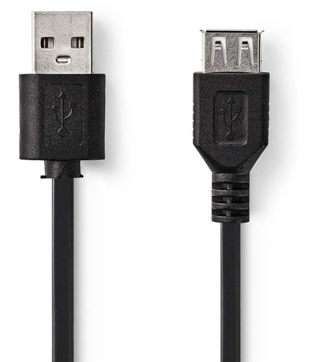 USB 2.0-kabel | A-hane - USB A-hona | 2.0 m | Svart i gruppen DATORER & KRINGUTRUSTNING / Datorkablar / USB-kablar / USB-A / Kablar hos Teknikproffset Nordic AB (38-88795)