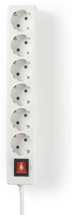 Nedis Gren kontakt | Jordad kontakt / Typ F (CEE 7/7) | 6-vägs | 1.50 m | 3680 W | 16 A | Typ av jordning: Sidkontakt | 230 V AC 50/60 Hz | Uttagsvinkel: 45 ° | H05VV-F 3G1.5mm² | På / av-knapp | Vit i gruppen HEM, HUSHÅLL & TRÄDGÅRD / El & Belysning / Grenuttag hos TP E-commerce Nordic AB (38-89013)