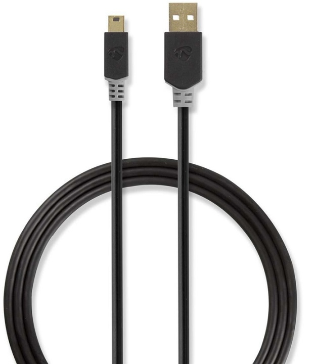 USB 2.0-kabel | A-hane - Mini 5-stifts, hane | 2.0 m | Antracit i gruppen DATORER & KRINGUTRUSTNING / Datorkablar / USB-kablar / Mini-USB / Kablar hos TP E-commerce Nordic AB (38-89016)