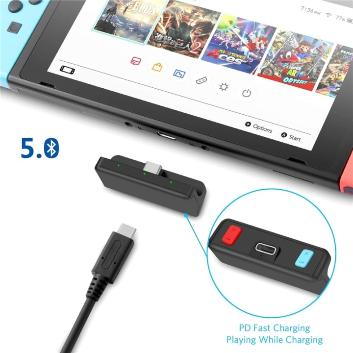 Invery Bluetooth Ljudsändare till Nintendo Switch i gruppen HEMELEKTRONIK / Spelkonsoler & Tillbehör / Nintendo Switch / Tillbehör hos TP E-commerce Nordic AB (38-89308)
