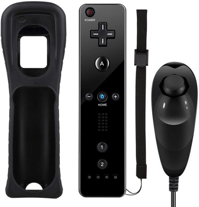 Remote Plus + Nunchuck till Wii-Wii U, Svart i gruppen HEMELEKTRONIK / Spelkonsoler & Tillbehör / Nintendo Wii hos TP E-commerce Nordic AB (38-89553)