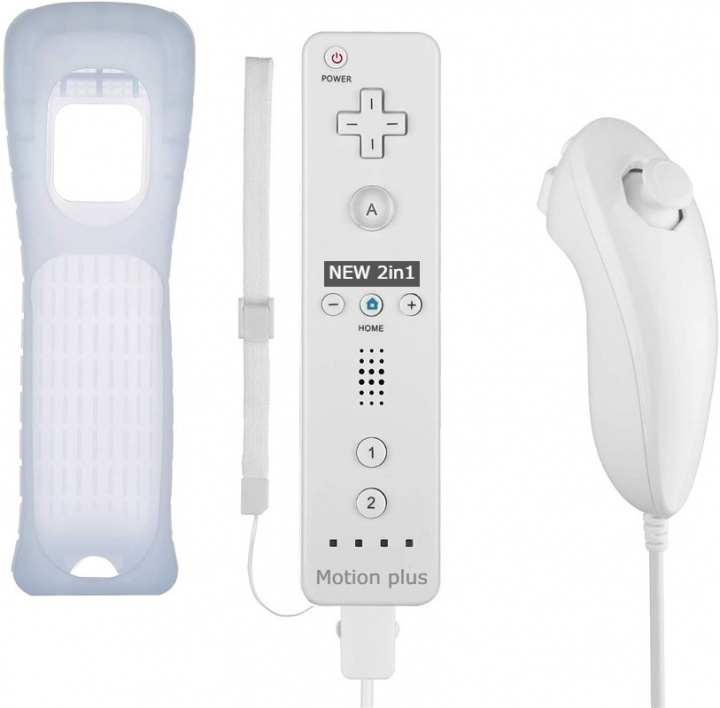 Remote Plus + Nunchuck till Wii-Wii U, Vit i gruppen HEMELEKTRONIK / Spelkonsoler & Tillbehör / Nintendo Wii hos TP E-commerce Nordic AB (38-89554)