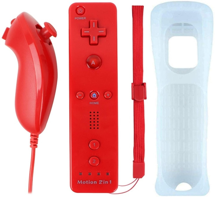 Remote Plus + Nunchuck kompatibel med Wii-Wii U, Röd i gruppen HEMELEKTRONIK / Spelkonsoler & Tillbehör / Nintendo Wii hos TP E-commerce Nordic AB (38-89557)