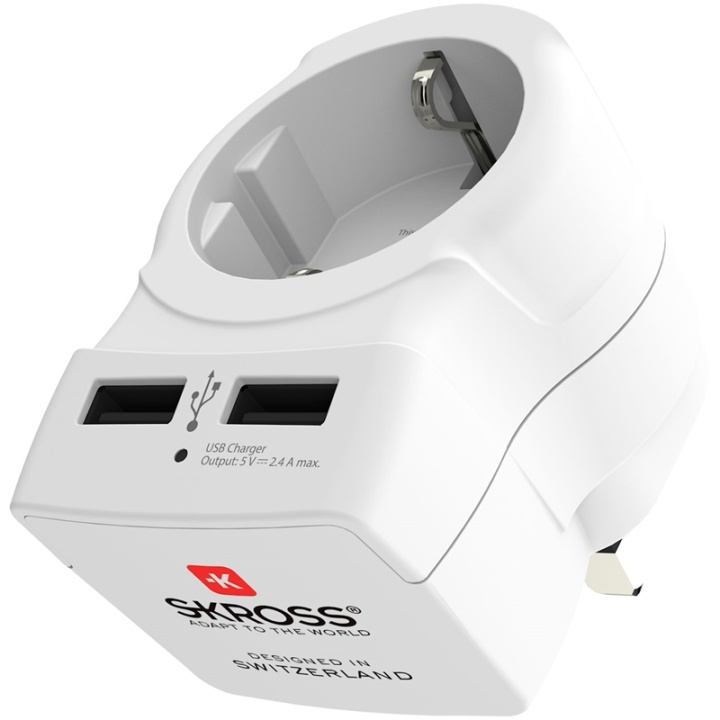 SKROSS El-Adapter USB Storbritannien mfl i gruppen HEM, HUSHÅLL & TRÄDGÅRD / El & Belysning / Reseadaptrar hos TP E-commerce Nordic AB (38-90252)