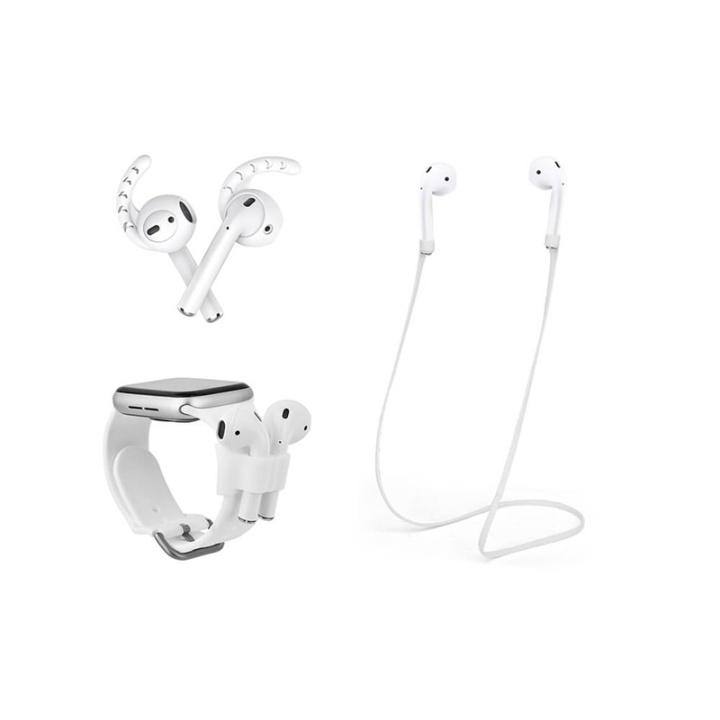 North Airpods Sport Kit Silicone Eartips Neckstrap Watchbandholder Vit i gruppen HEMELEKTRONIK / Ljud & Bild / Hörlurar & Tillbehör / Tillbehör hos TP E-commerce Nordic AB (38-91017)