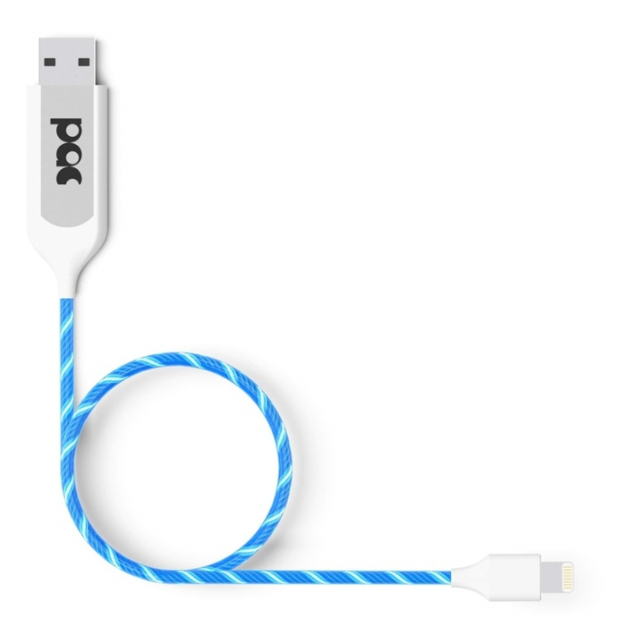 Pac Laddkabel Lightning 1M Blå Led Belyst Kabel i gruppen SMARTPHONE & SURFPLATTOR / Laddare & Kablar / Kablar / Kablar Lightning hos TP E-commerce Nordic AB (38-91129)