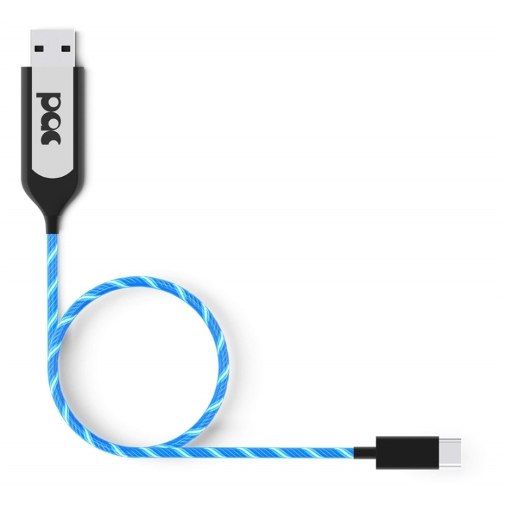 Pac Laddkabel Usb-C 1M Blå Led Belyst Kabel i gruppen DATORER & KRINGUTRUSTNING / Datorkablar / USB-kablar / USB-C hos TP E-commerce Nordic AB (38-91131)