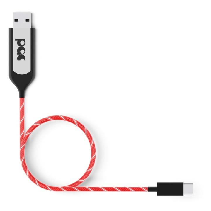 Pac Laddkabel Usb-C 1M Röd Led Belyst Kabel i gruppen DATORER & KRINGUTRUSTNING / Datorkablar / USB-kablar / USB-C hos TP E-commerce Nordic AB (38-91132)