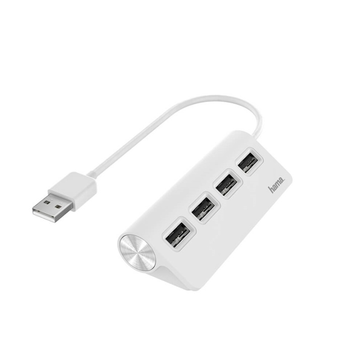 Hama Hub USB-A 2.0 4x Portar 480 Mbit/s Vit i gruppen DATORER & KRINGUTRUSTNING / Datortillbehör / USB-hubbar hos TP E-commerce Nordic AB (38-91882)