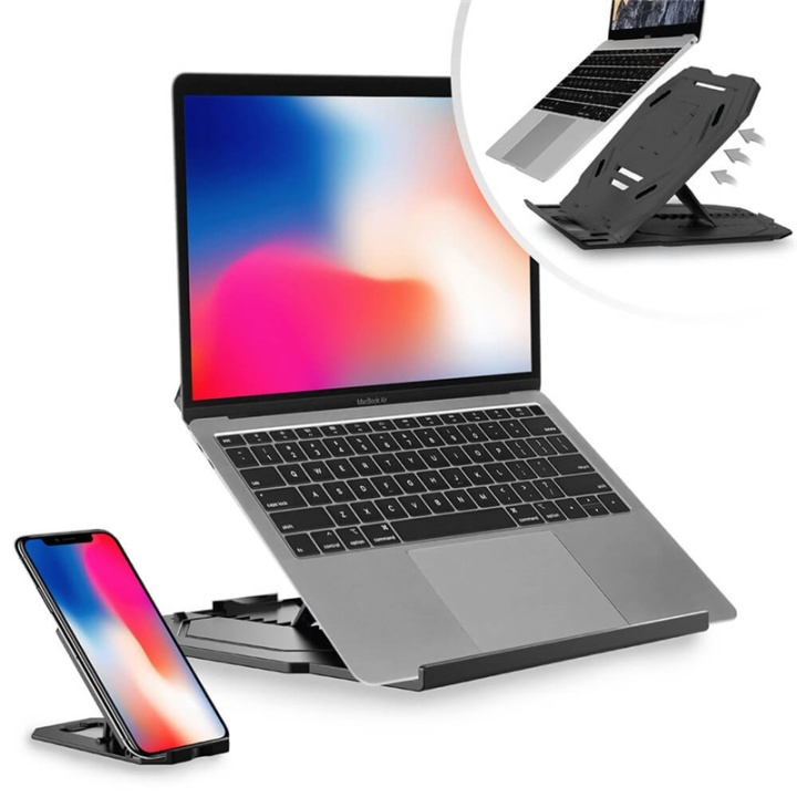 Desire2 2-i-1 Portabelt Laptopställ Svart 360 Roterbart i gruppen HEM, HUSHÅLL & TRÄDGÅRD / Kontorsmaterial / Övriga kontorsmaterial hos TP E-commerce Nordic AB (38-92367)