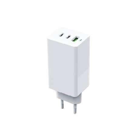 GEAR Laddare GAN 220V 2xUSB-C + 1xUSB-A PD 45W + 18W + 3A (totalt 65W) Vit i gruppen DATORER & KRINGUTRUSTNING / Datorkablar / Apparatkablar hos TP E-commerce Nordic AB (38-92455)