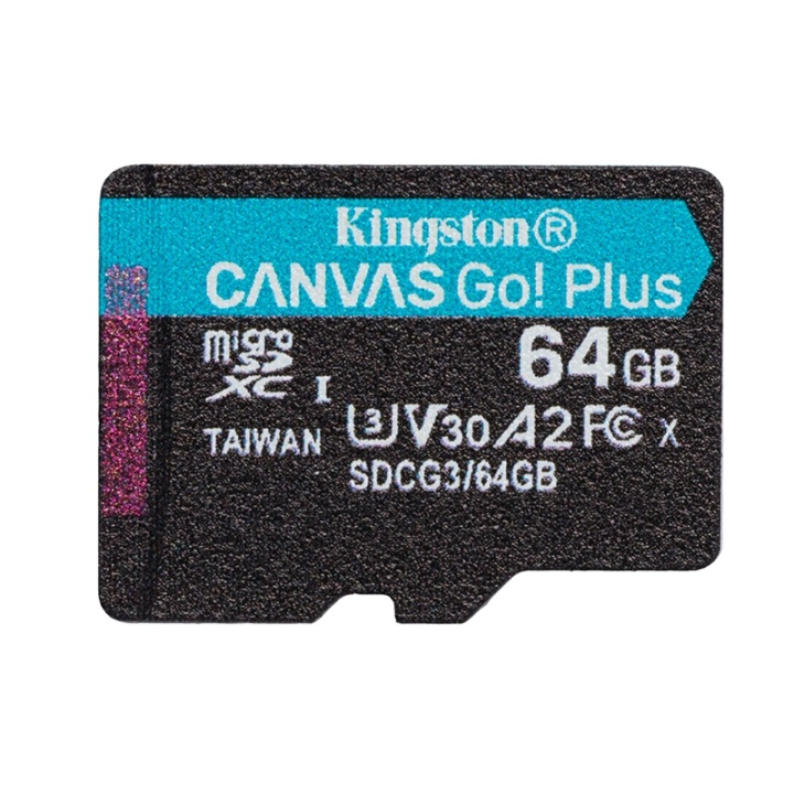 Kingston Canvas Go! Plus microSDXC, 64GB i gruppen HEMELEKTRONIK / Lagringsmedia / Minneskort / Micro SD/HC/XC hos TP E-commerce Nordic AB (38-92717)