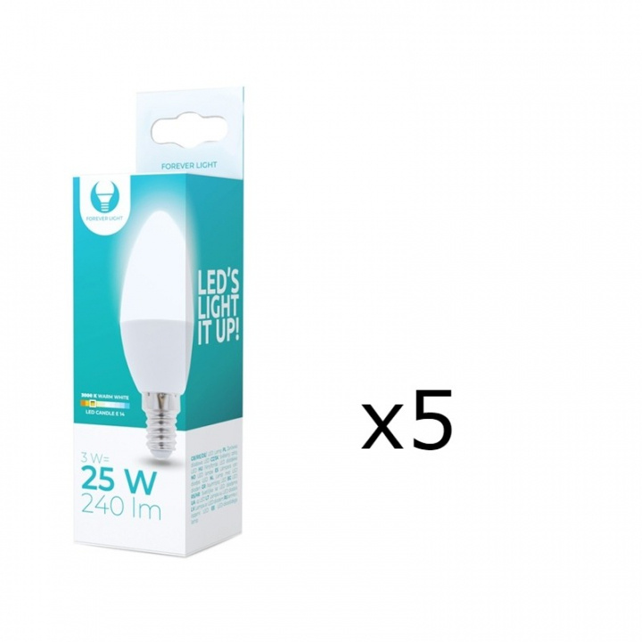 LED-Lampa E14, C37, 3W, 230V, 3000K 5-pack, Varmvitt i gruppen HEMELEKTRONIK / Belysning / LED-lampor hos TP E-commerce Nordic AB (38-92746-PKT05)