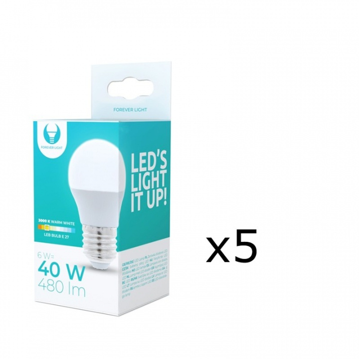 LED-Lampa E27, 6W, 230V, 3000K 5-pack, Varmvitt i gruppen HEMELEKTRONIK / Belysning / LED-lampor hos TP E-commerce Nordic AB (38-92748-PKT05)