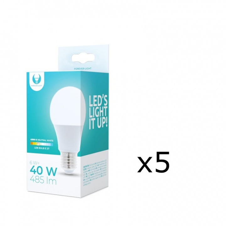 LED-Lampa E27, 6W, 230V, 4500K 5-pack, Vit neutral i gruppen HEMELEKTRONIK / Belysning / LED-lampor hos TP E-commerce Nordic AB (38-92749-PKT05)