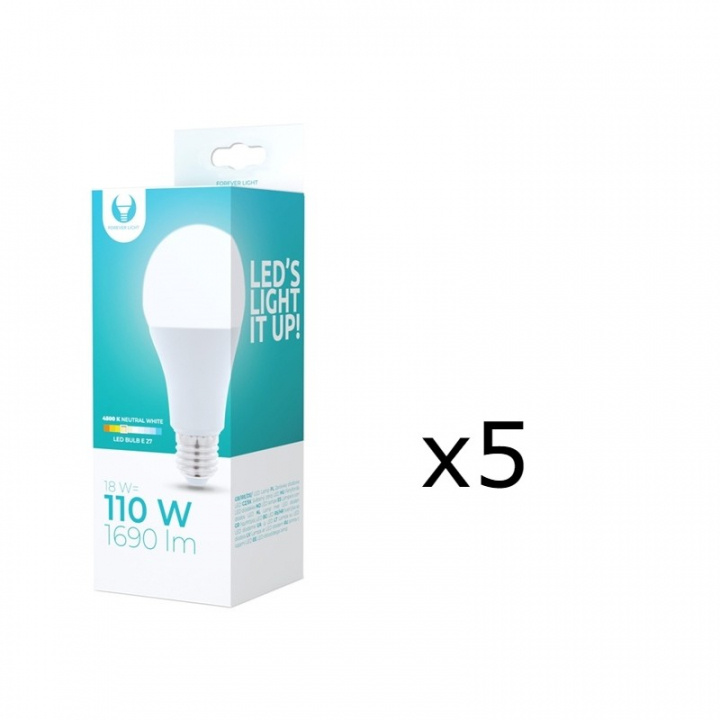 LED-Lampa E27, A65, 18W, 230V, 4500K 5-pack, Vit neutral i gruppen HEMELEKTRONIK / Belysning / LED-lampor hos TP E-commerce Nordic AB (38-92752-PKT05)