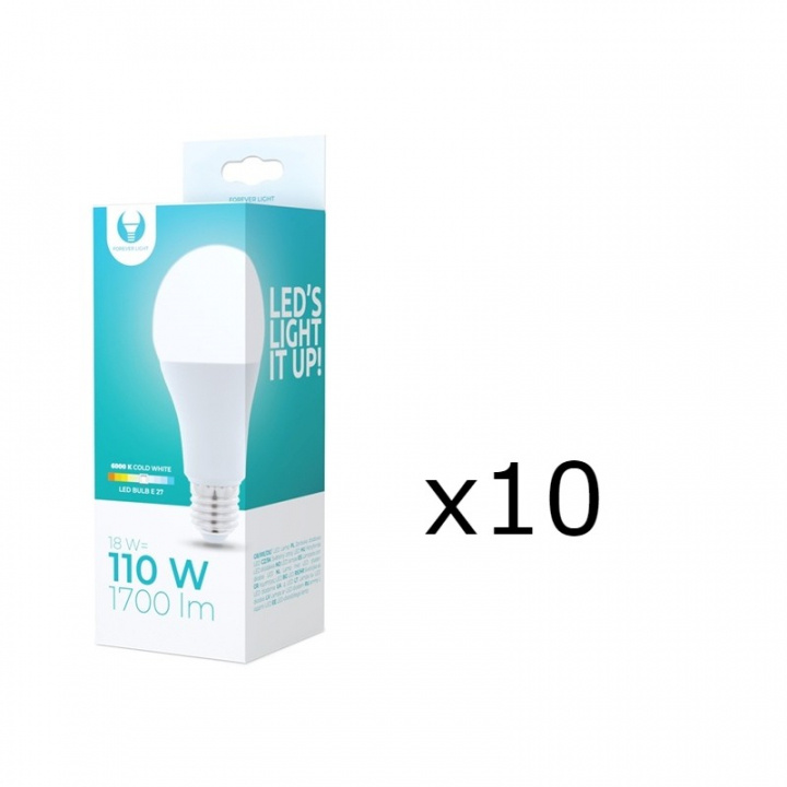 LED-lampa E27, A65, 18W, 230V, 6000K 10-pack, Kallvitt i gruppen HEMELEKTRONIK / Belysning / LED-lampor hos TP E-commerce Nordic AB (38-92753-PKT10)