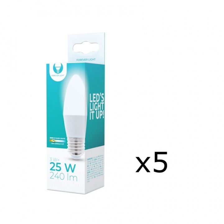 LED-Lampa E27, 3W, 230V, 3000K, 5-pack, Varmvitt i gruppen HEMELEKTRONIK / Belysning / LED-lampor hos TP E-commerce Nordic AB (38-92754-PKT05)