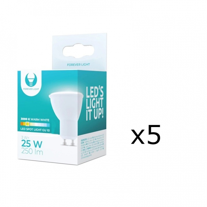 LED-Lampa GU10 3W 230V 3000K, 5-pack, Varmvitt i gruppen HEMELEKTRONIK / Belysning / LED-lampor hos TP E-commerce Nordic AB (38-92756-PKT05)