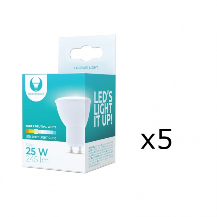 LED-Lampa GU10, 3W, 230V, 4500K, 5-pack, Vit neutral i gruppen HEMELEKTRONIK / Belysning / LED-lampor hos TP E-commerce Nordic AB (38-92757-PKT05)