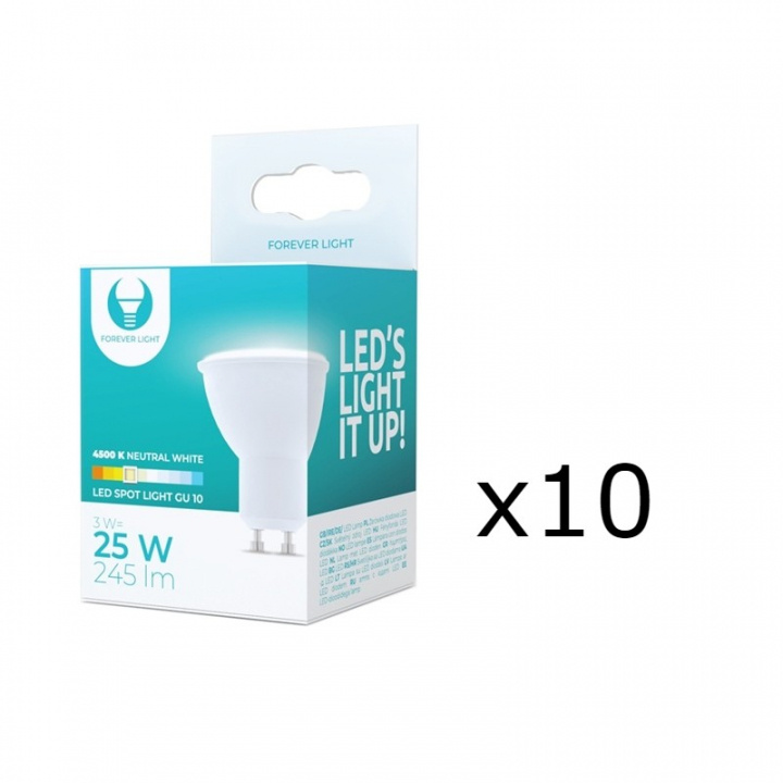 LED-Lampa GU10, 3W, 230V, 4500K, 10-pack, Vit neutral i gruppen HEMELEKTRONIK / Belysning / LED-lampor hos TP E-commerce Nordic AB (38-92757-PKT10)