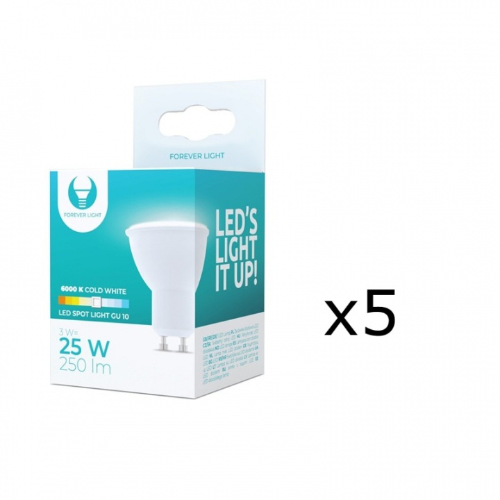 LED-Lampa GU10, 3W, 230V, 6000K, 5-pack, Kallvitt i gruppen HEMELEKTRONIK / Belysning / LED-lampor hos TP E-commerce Nordic AB (38-92758-PKT05)