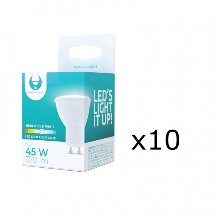 LED-Lampa GU10, 7W, 230V, 6000K, 10-pack, Kallvitt i gruppen HEMELEKTRONIK / Belysning / LED-lampor hos TP E-commerce Nordic AB (38-92761-PKT10)