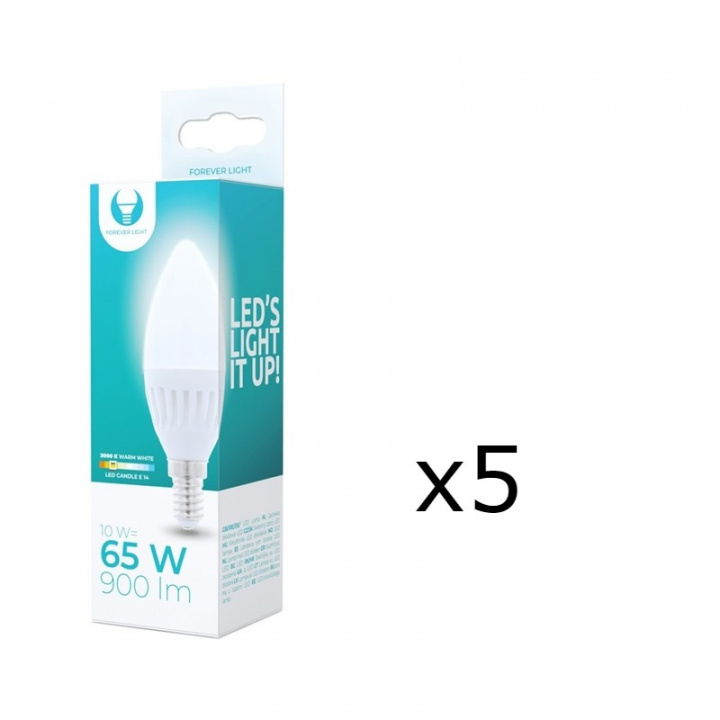 LED-Lampa E14, C37, 10W, 230V, 3000K, Keramisk 5-pack, Varmvitt i gruppen HEMELEKTRONIK / Belysning / LED-lampor hos TP E-commerce Nordic AB (38-92762-PKT05)