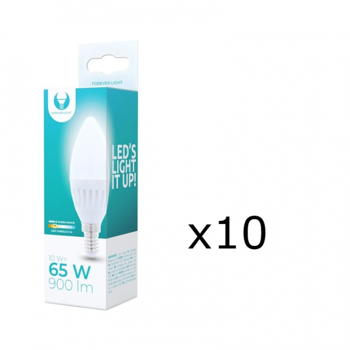 LED-Lampa E14, C37, 10W, 230V, 3000K, Keramisk 10-pack, Varmvitt i gruppen HEMELEKTRONIK / Belysning / LED-lampor hos TP E-commerce Nordic AB (38-92762-PKT10)