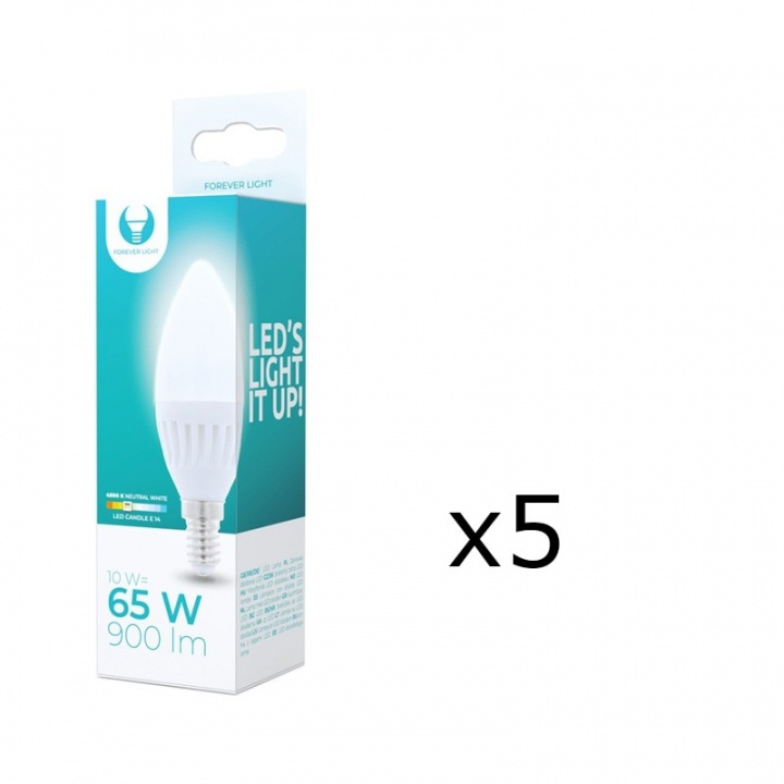 LED-Lampa E14, C37, 10W, 230V, 4000K, Keramisk, 5-pack, Vit neutral i gruppen HEMELEKTRONIK / Belysning / LED-lampor hos TP E-commerce Nordic AB (38-92763-PKT05)