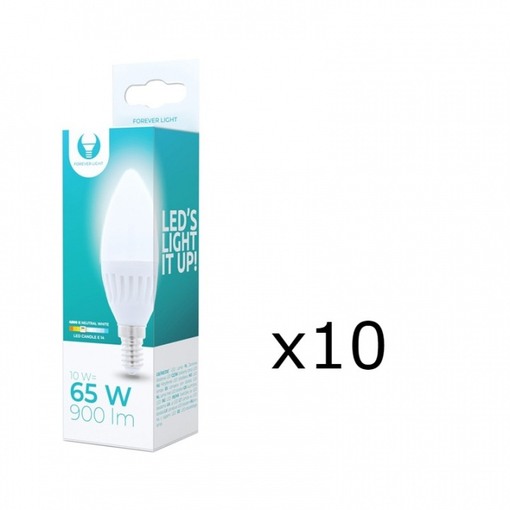 LED-Lampa E14, C37, 10W, 230V, 4000K, Keramisk, 10-pack, Vit neutral i gruppen HEMELEKTRONIK / Belysning / LED-lampor hos TP E-commerce Nordic AB (38-92763-PKT10)