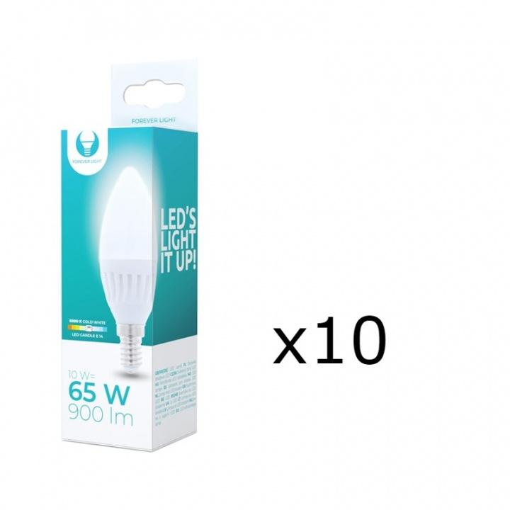 LED-Lampa E14, C37, 10W, 230V, 6000K, Keramisk, 10-pack, Kallvitt i gruppen HEMELEKTRONIK / Belysning / LED-lampor hos TP E-commerce Nordic AB (38-92764-PKT10)