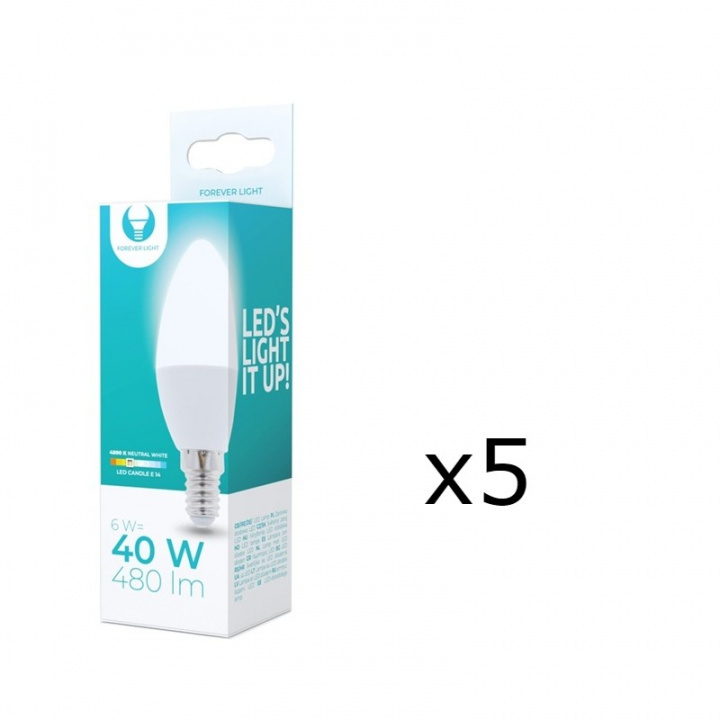 LED-Lampa E14, C37, 6W, 230V, 4500K 5-pack, Vit neutral i gruppen HEMELEKTRONIK / Belysning / LED-lampor hos TP E-commerce Nordic AB (38-92766-PKT05)