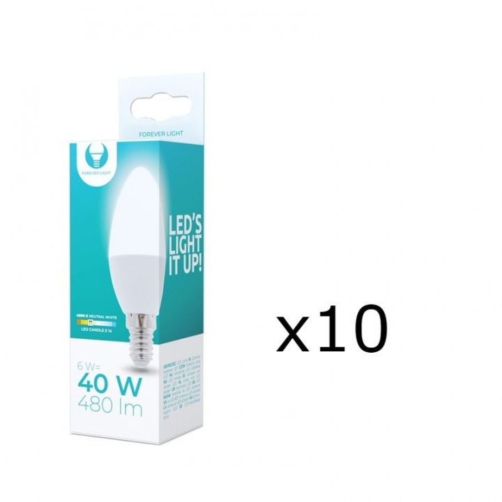 LED-Lampa E14, C37, 6W, 230V, 4500K 10-pack, Vit neutral i gruppen HEMELEKTRONIK / Belysning / LED-lampor hos TP E-commerce Nordic AB (38-92766-PKT10)