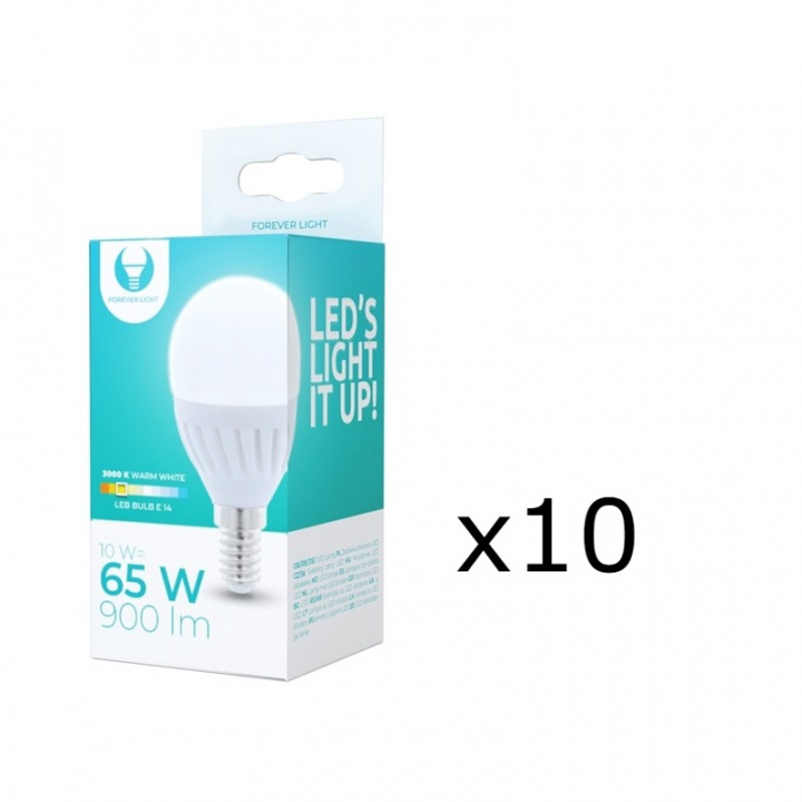 LED-Lampa E14, G45, 10W, 230V, 3000K, Keramisk, 10-pack, Varmvitt i gruppen HEMELEKTRONIK / Belysning / LED-lampor hos TP E-commerce Nordic AB (38-92767-PKT10)