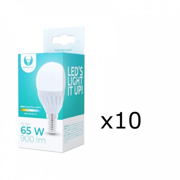 LED-Lampa E14, G45, 10W, 230V, 4500K, Keramisk, 10-pack, Vit neutral i gruppen HEMELEKTRONIK / Belysning / LED-lampor hos TP E-commerce Nordic AB (38-92768-PKT10)