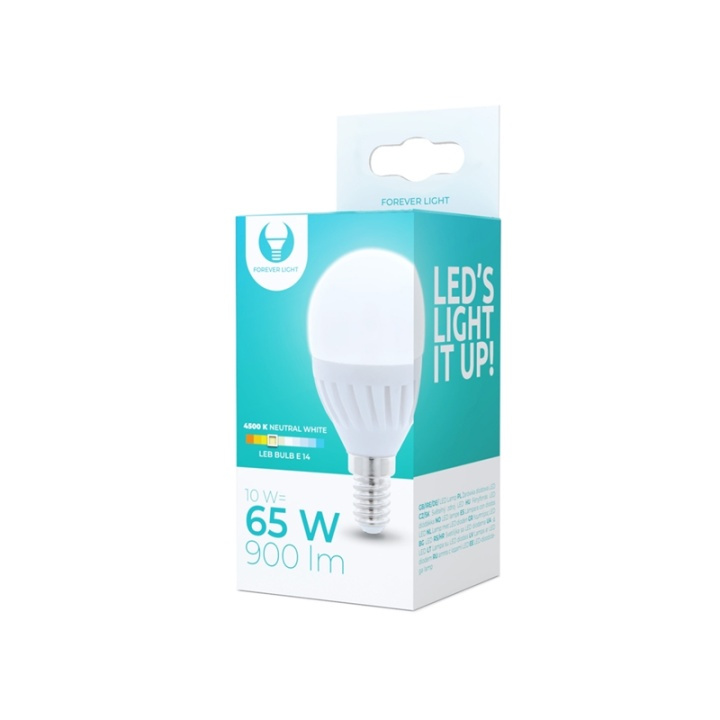 LED-Lampa E14, G45, 10W, 230V, 4500K, Keramisk, Vit neutral i gruppen HEMELEKTRONIK / Belysning / LED-lampor hos TP E-commerce Nordic AB (38-92768)