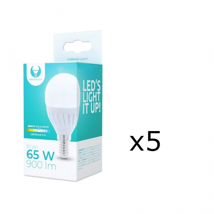 LED-Lampa E14, G45, 10W, 230V, 6000K, Keramisk 5-pack, Kallvitt i gruppen HEMELEKTRONIK / Belysning / LED-lampor hos TP E-commerce Nordic AB (38-92769-PKT05)