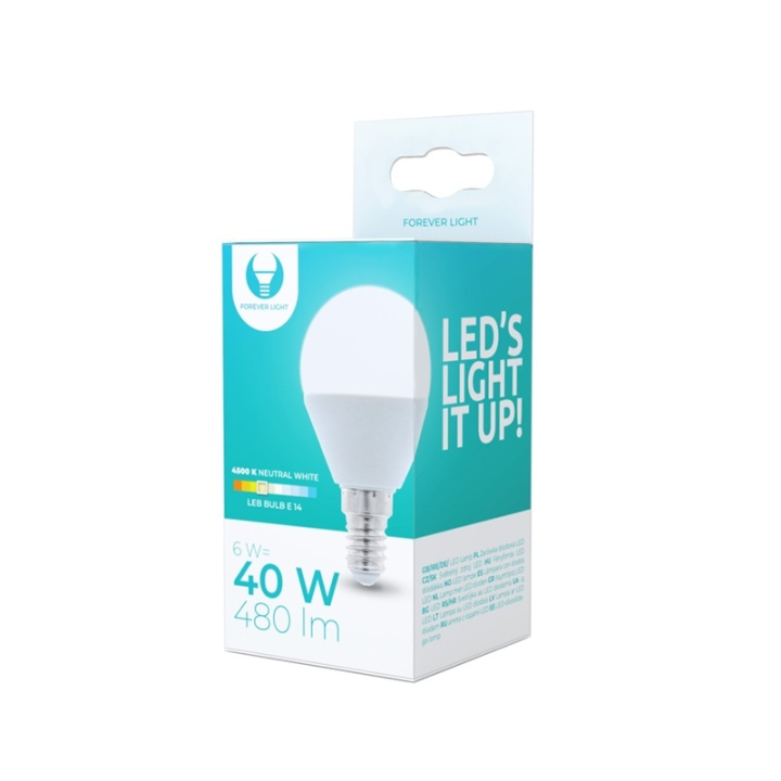 LED-Lampa E14, G45, 6W, 4500K, Vit neutral i gruppen HEMELEKTRONIK / Belysning / LED-lampor hos TP E-commerce Nordic AB (38-92772)