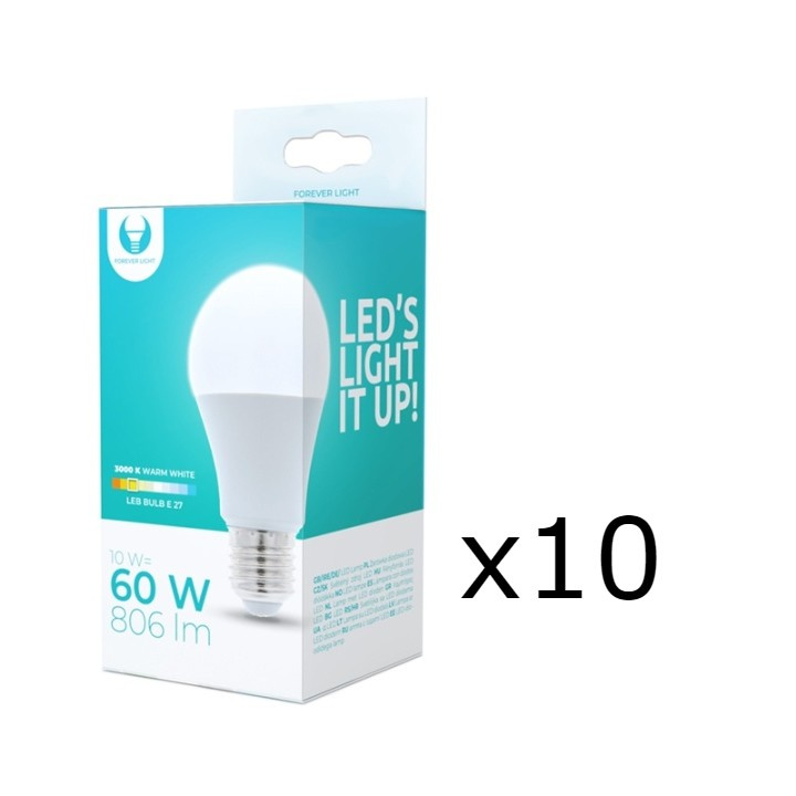 LED-Lampa E27, A60, 10W, 230V, 3000K 10-pack, Varmvitt i gruppen HEMELEKTRONIK / Belysning / LED-lampor hos TP E-commerce Nordic AB (38-92774-PKT10)