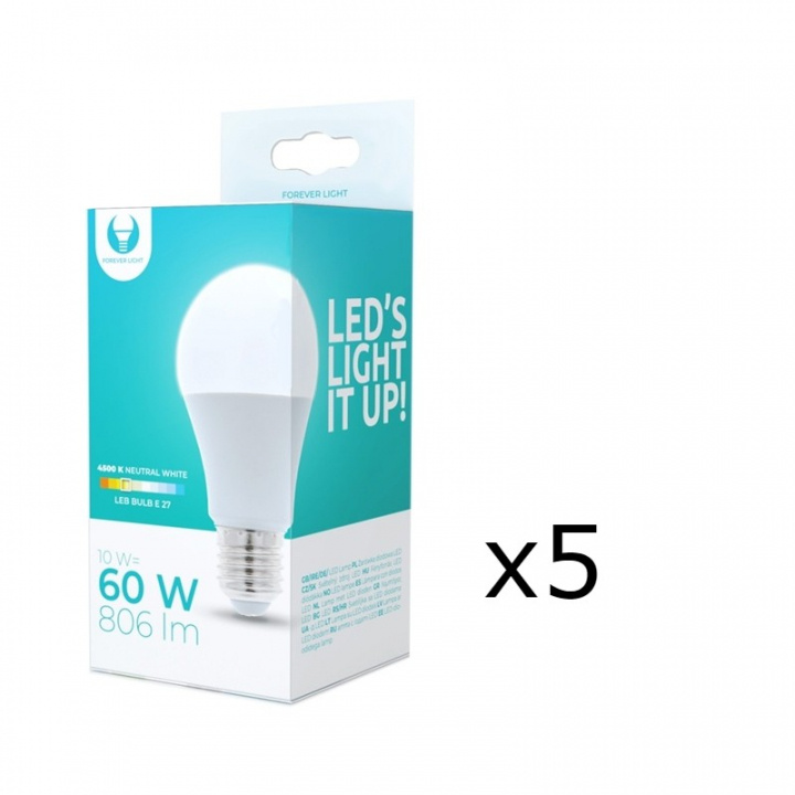 LED-Lampa E27, A60, 10W, 230V, 4500K 5-pack, Vit neutral i gruppen HEMELEKTRONIK / Belysning / LED-lampor hos TP E-commerce Nordic AB (38-92775-PKT05)