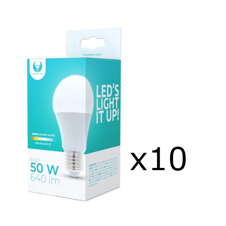 LED-Lampa E27, A60, 8W, 230V, 3000K 10-pack, Varmvitt i gruppen HEMELEKTRONIK / Belysning / LED-lampor hos TP E-commerce Nordic AB (38-92777-PKT10)