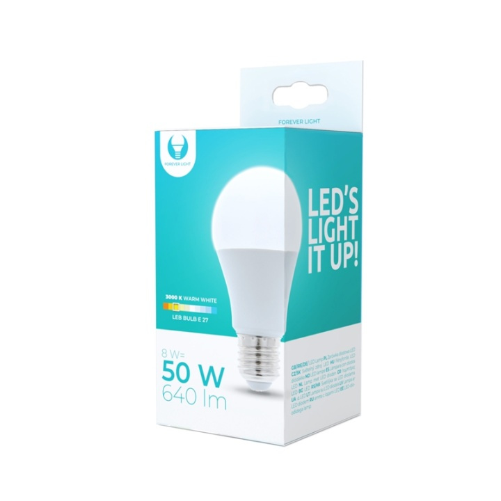 LED-Lampa E27, A60, 8W, 3000K, Varmvitt i gruppen HEMELEKTRONIK / Belysning / LED-lampor hos TP E-commerce Nordic AB (38-92777)