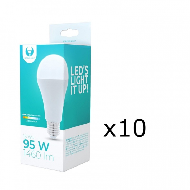 LED-Lampa E27, A65, 15W, 230V, 4500K 10-pack, Vit neutral i gruppen HEMELEKTRONIK / Belysning / LED-lampor hos TP E-commerce Nordic AB (38-92779-PKT10)