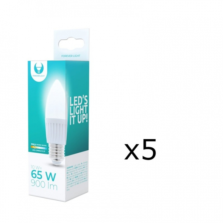 LED-Lampa E27, C37, 10W, 230V, 3000K, Keramisk 5-pack, Varmvitt i gruppen HEMELEKTRONIK / Belysning / LED-lampor hos TP E-commerce Nordic AB (38-92780-PKT05)