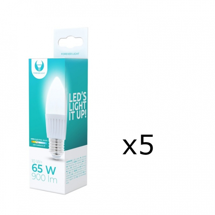 LED-Lampa E27, C37, 10W, 230V, 4500K, Keramisk 5-pack, Vit neutral i gruppen HEMELEKTRONIK / Belysning / LED-lampor hos TP E-commerce Nordic AB (38-92781-PKT05)